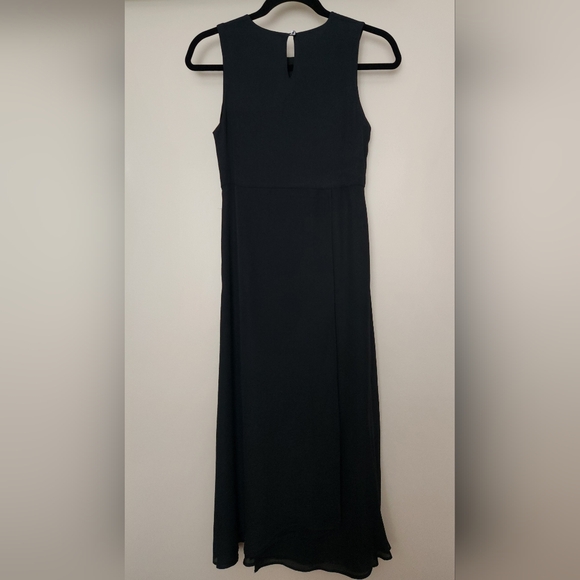 Banana Republic 100% Silk Sleeveless Layered Maxi Dress ~BLACK ~SIZE 2 - Picture 2 of 12